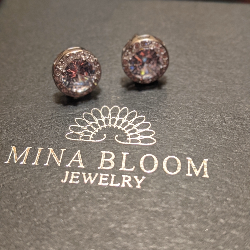 CZ Round cut 925 Silver Mina Bloom Earrings